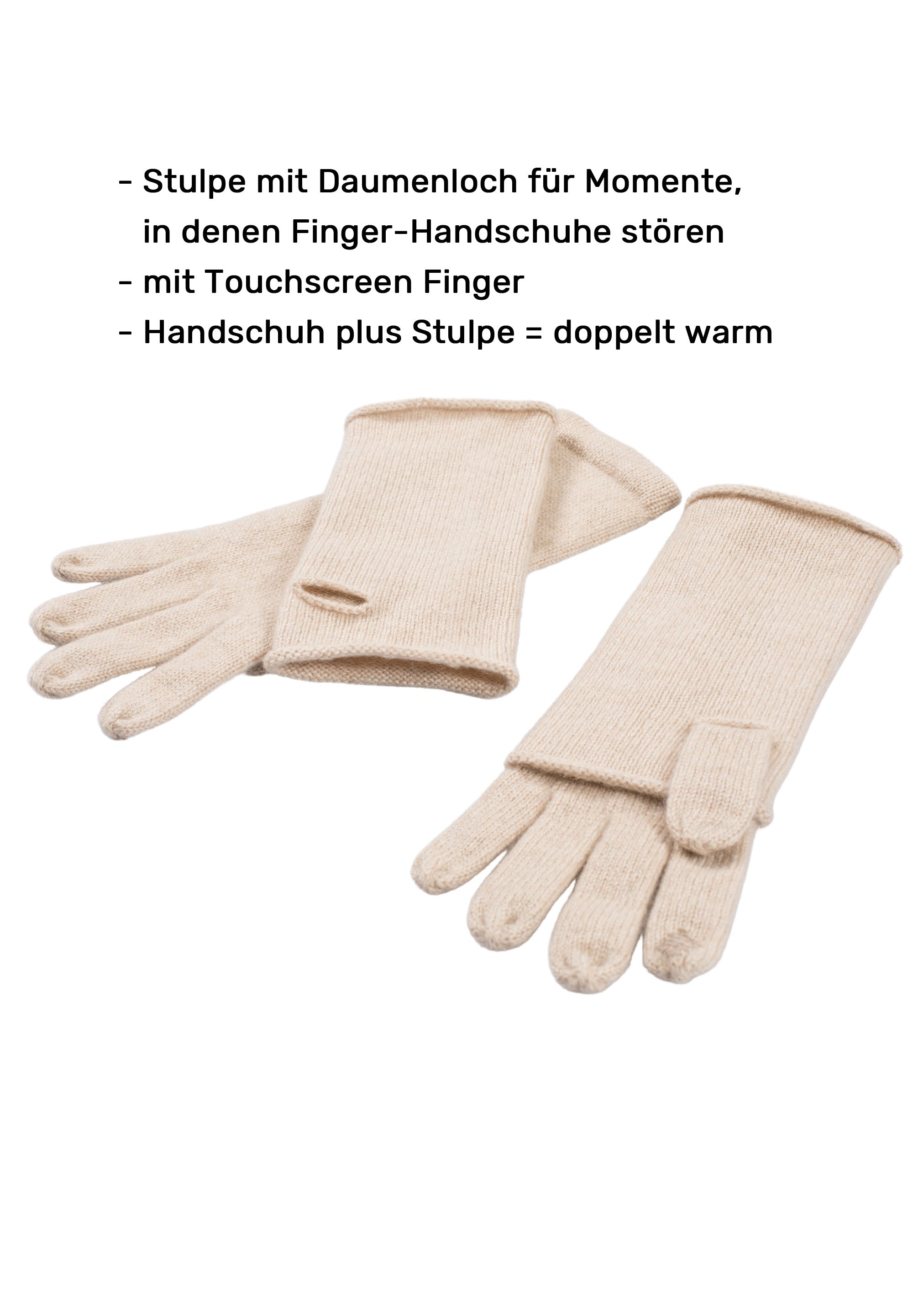 (image for) online bestellen Kaschmir-Handschuh - Beige meliert Günstig